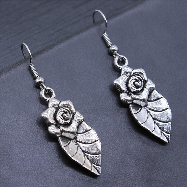 Винтажные простые старинные серебряные серьги-подвески в виде ветки клевера для женщин и девушек в подарок