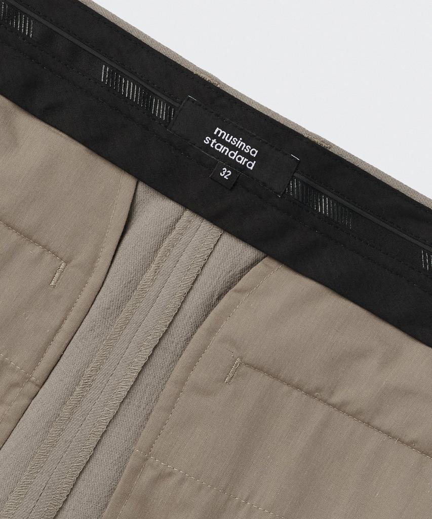 MUSINSA STANDARD Cool Touch Semi-Wide Hidden Banding Slacks [Grayish Beige]