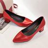Женская летняя обувь, свадебные туфли для невесты, туфли для женщин 2024 года на среднем каблуке с острым носком, красные, черные, Y2k, по акции, для молодых, 39 E