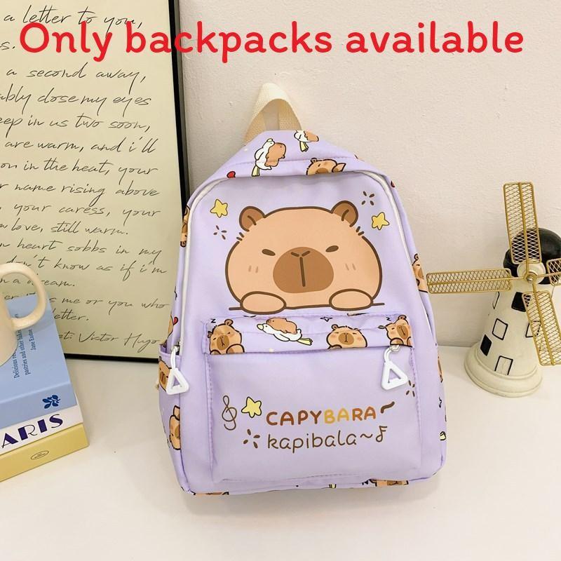 Capybara Themed Childrens Backpack With Durable Nylon Material And Cartoon Print For School Use
