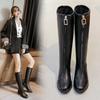 Large Size 41-43 But Knee Boots for Children 2025 New Modelthick Front Zipper Elastic Long Boots High Top Knight Boots
