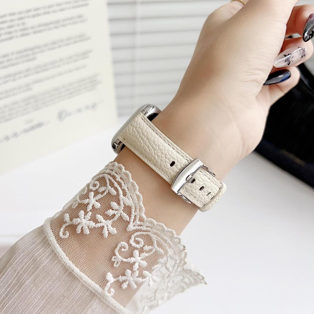 Совместимый кожаный ремешок для Apple Watch S10 - Узор личи, iWatch 9876, SE, Ultra