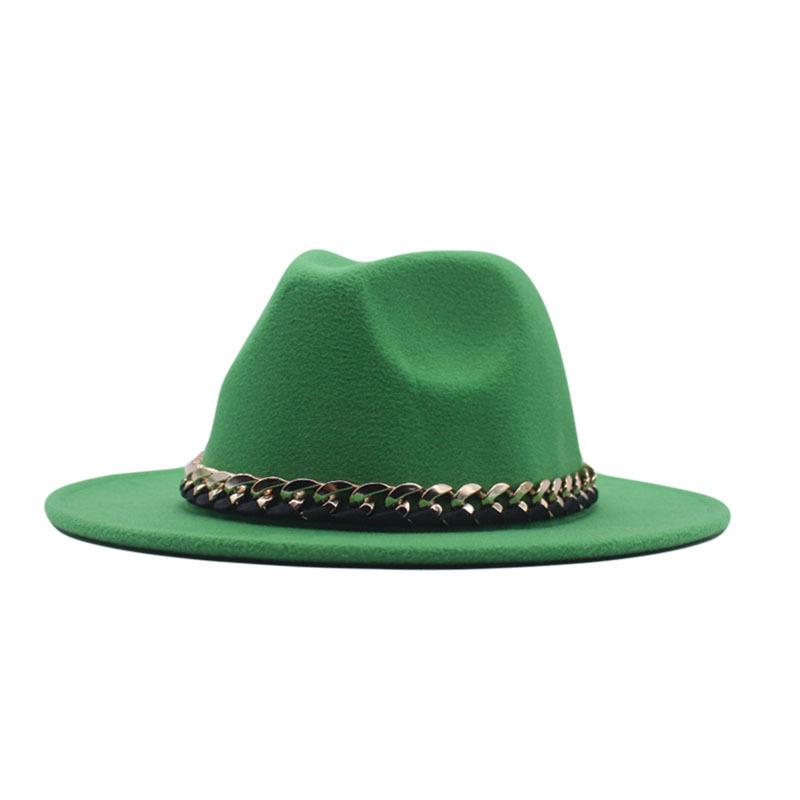 New chain accessories hat women's flat brim autumn and winter woolen solid color top hat children's British black jazz top hat