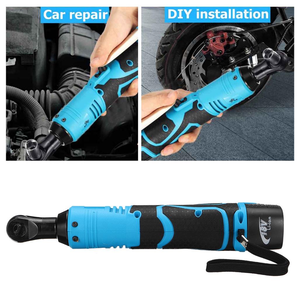 18 В 100 Н.м Аккумуляторный Беспроводной Электрический Гайковерт Угловой Гайковерт с 2 Аккумуляторами Зарядным Устройством Комплект Трещоточный Ключ Инструмент для Ремонта