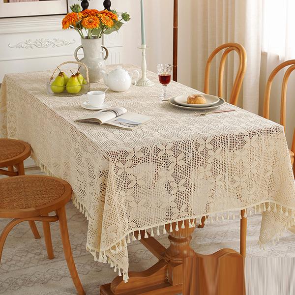 Хлопковая кружевная вязаная крючком скатерть тканая полая прямоугольная скатерть моющаяся скатерть для свадебной вечеринки, обеденного банкета, роскошная крышка стола