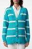 Women's Fashionable Stylish Cardigan Black Wide Fit Soft Textured Striped Knitwear Cardigan