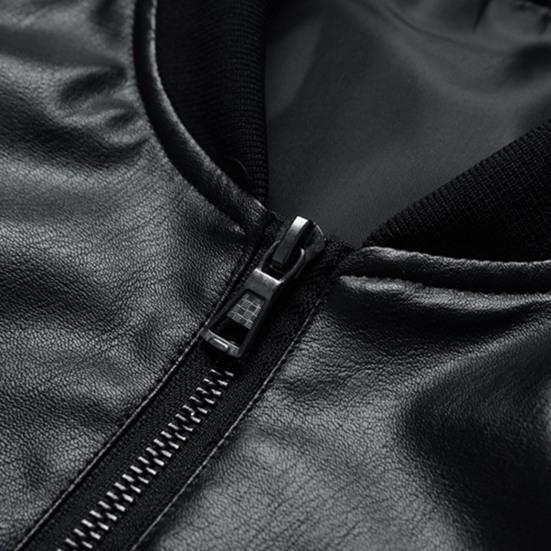 Мужская осенне-зимняя куртка Vinatge из гладкой искусственной кожи ветрозащитная плюс размер с воротником-стойкой сплошной цвет с длинным рукавом на молнии бомбер Motorcyle