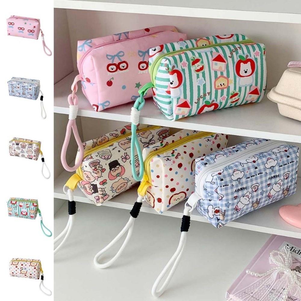 Pen Bag Cloth Cartoon Stationery Bag Puppy Cat Bear Print Pencil Pouch Office