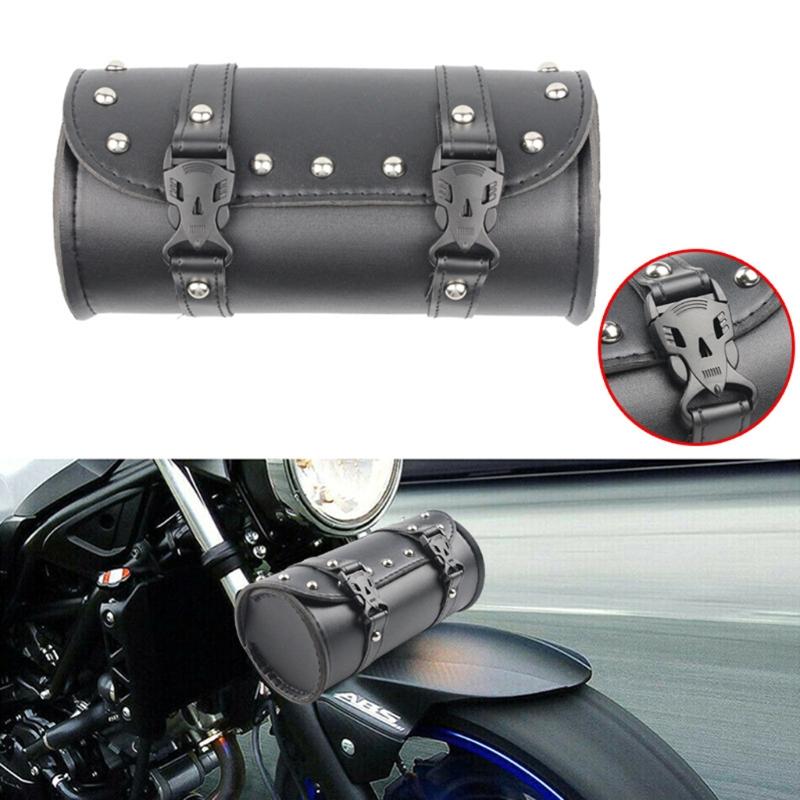1 Pc Waterproof Leather Motorcycle Fork Bag Saddlebags Black Handlebar Bag Motorcycle Electric Bicycle Accessories