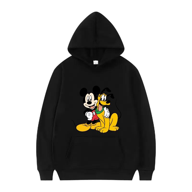 Disney Mickey Mouse Pattern Woman Streetwear Loose Black Winter Tops Clothes Pullovers Ladies Cheap Y2k Hoodies Men Sweatshirts