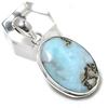 Подвеска из стерлингового серебра 925 пробы с натуральным карибским драгоценным камнем Ларимар 1,77 дюйма u0C66