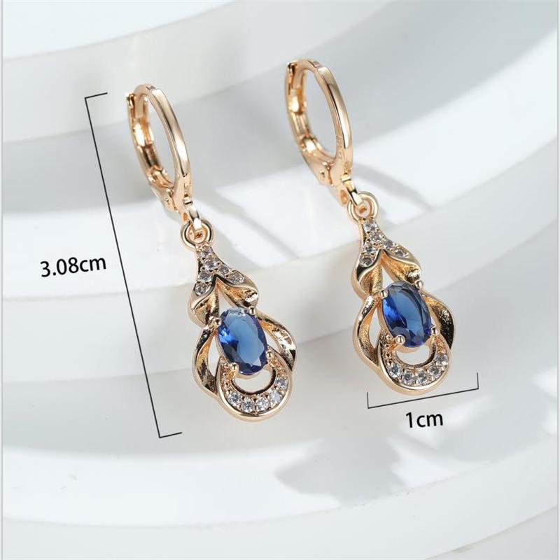 Элегантные серьги-капли золотого цвета в этническом стиле для женщин, серьги-капли с синим камнем, ювелирные изделия
