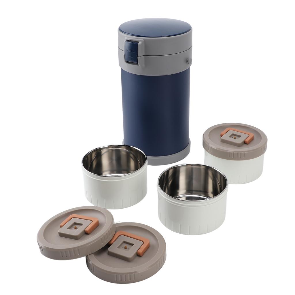 Изолированная банка для еды 2,3 л, 3-уровневая, безопасная для микроволновой печи, из нержавеющей стали 304, термоконтейнер для ланча с плечом