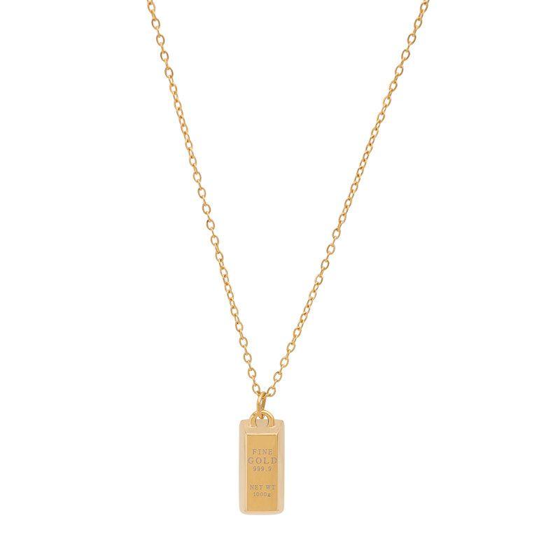 Fourpin Small Gold Necklace European Hip Hop Rap Trendy Ins Minimalist Style Easiest for Match Titanium Steel Clavicle Chain Men and Women