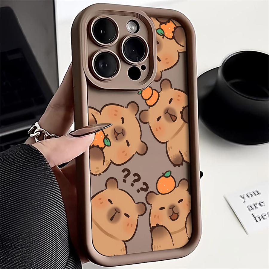 Мультяшный Милый Чехол с Капибарой для iPhone 12 Mini 14 XS XR 13 Pro MAX 15 Plus 11 16 Plus 14 Pro 11 16e Мягкий ТПУ