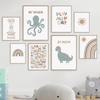 Sun Rainbow Dinosaur Octopus Education Alphabet Wall Art Canvas Painting Poster Print Nursery Wall Pictures Kids Room Decoration