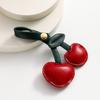 Элегантный брелок для сумки в виде вишни из ПУ кожи, брелок в форме фрукта, модный аксессуар для сумочки для женщин и девушек