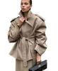 European-American Style Women's Casual Tie-Waist Trench Coat