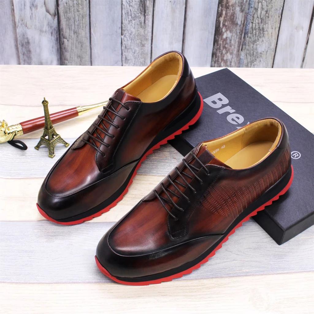 Casual Fashion Men'S Shoes European And American Trend Cowhide Making And Matching Sports Comfortable Driving Tide Shoes Genuine Leather