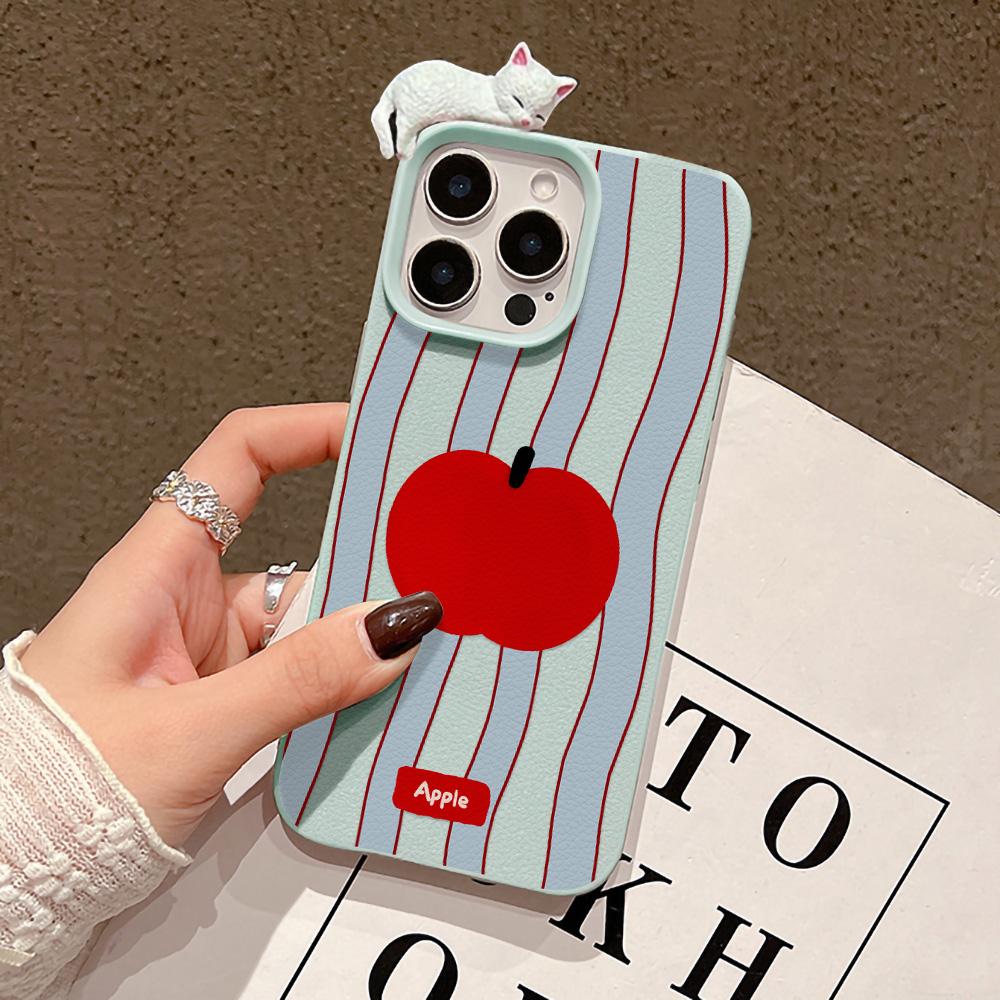 3D Чехол для телефона для iPhone 11 13 17 Pro Max 17 Air Case iPhone 13 15 16 Pro Max 12 14 Pro Max 14 15 Plus Милый 3D Котенок Мультяшный Кожаный