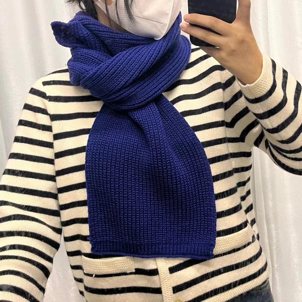 Winter Korean Solid Color Couple Imitation Cashmere Knitted Thickened Warm Wool Student Scarf for Women Dual Use Versatile Solid Color