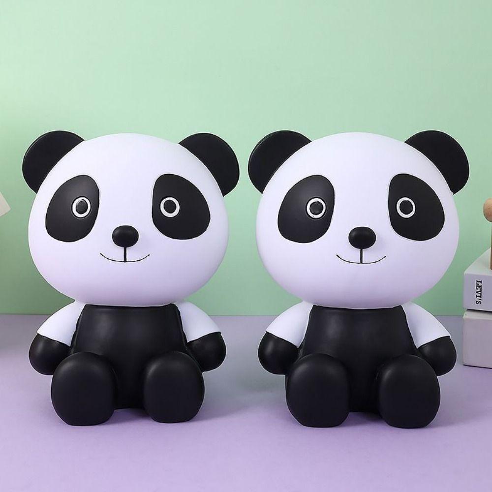 Cartoon Little Panda Piggy Bank Handmade Desktop Panda Ornament Animal Saving Jar  Festival Gift