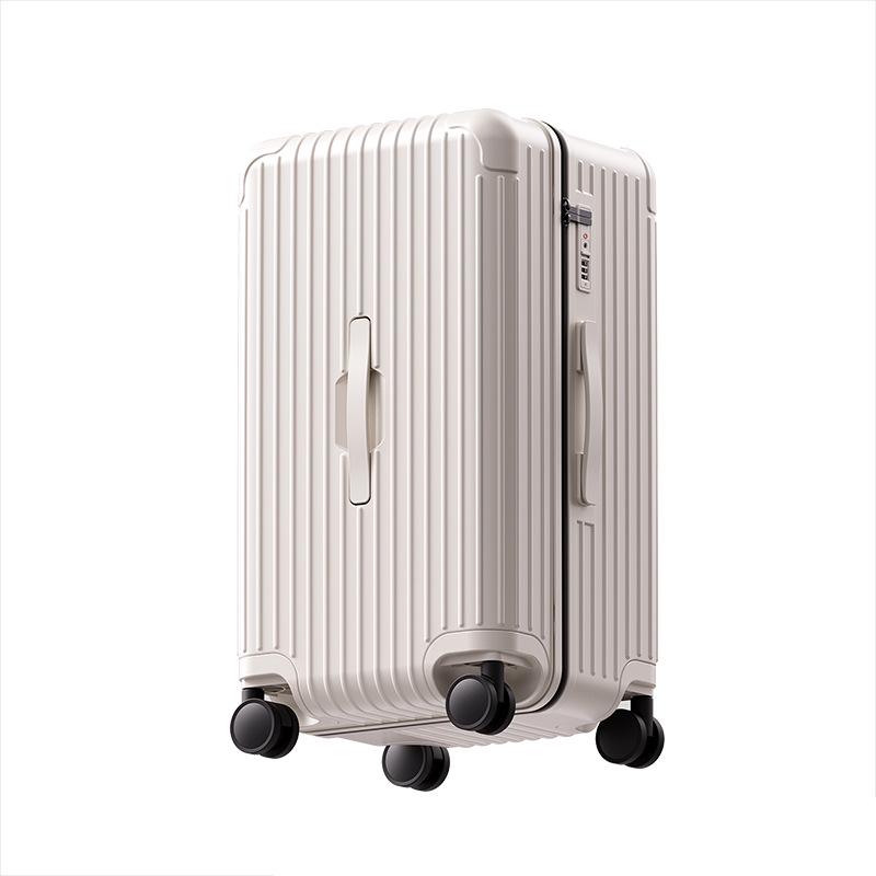 Утолщенный 24-дюймовый ПК-чемодан на колесиках: Ударопрочный чемодан большой вместимости с кодовым замком, доступный в размерах 26" и 30", с кожаной отделкой для женщин.