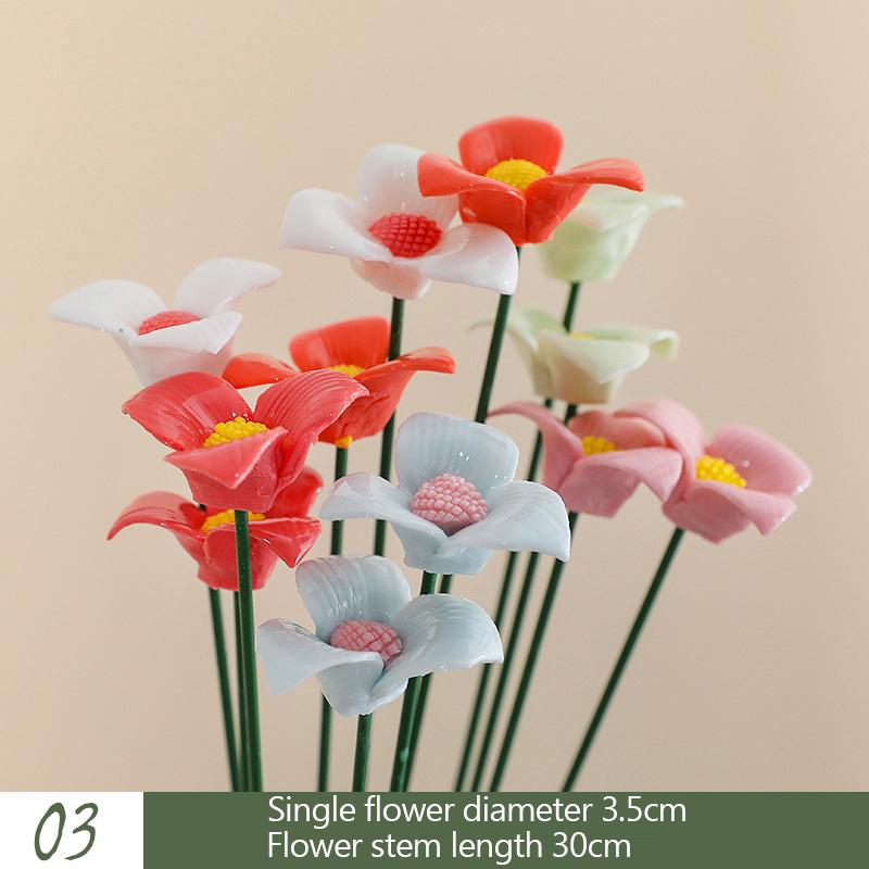 5X Искусственный цветок Керамика Ручная работа Искусственный цветок Креативное искусство Цветочный Домашний декор Вечеринка Свадьба Садовый декор Реквизит на День святого Валентина