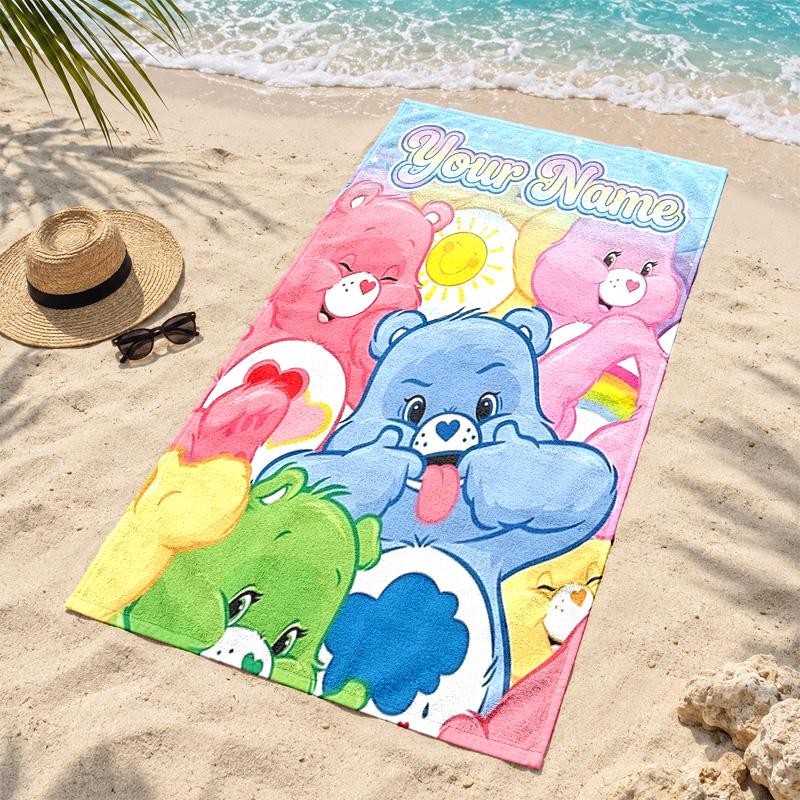 Care bear Custom Name Beach towels also serve as bath towels summer essential a musthave for the outdoors the beach and the pool