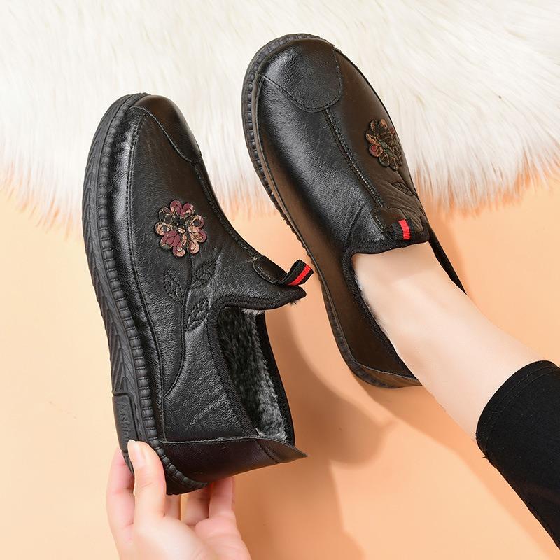 Зимние новые туфли для мам среднего и пожилого возраста, теплые хлопковые туфли с набивным утеплителем, зимние ботинки с нескользящей мягкой подошвой для пожилых