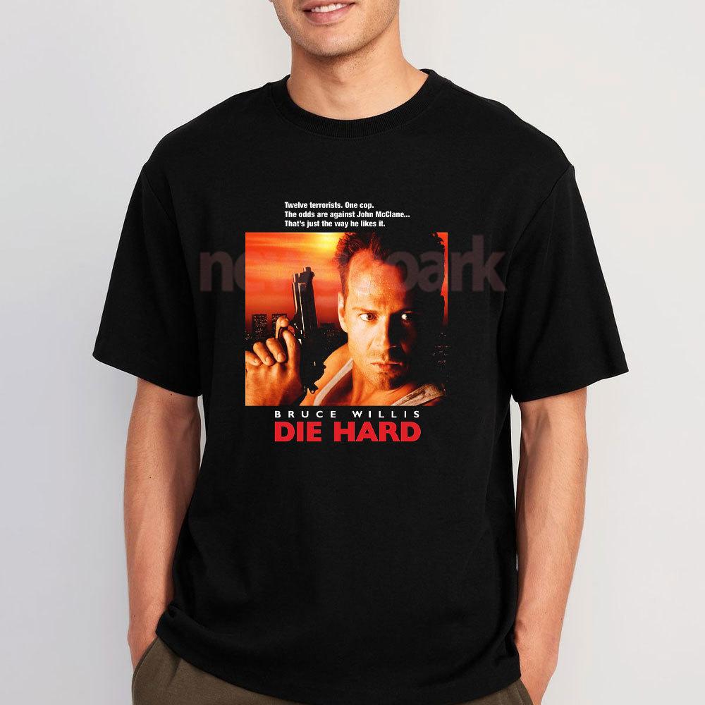Vintage Film Man T Shirt Die Hard Christmas Movies Printed Tshirt Classic Oneck Fashion Cotton Shortsleev Retro Streetwear
