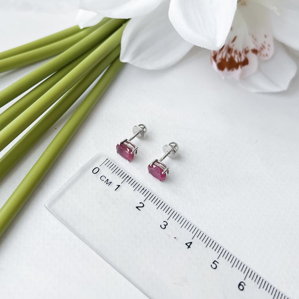 Серебряные серьги с натуральным рубином 3.286ct (2151333)