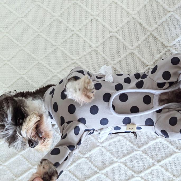 Spring Autumn Cotton Puppy Rompers Clothing Classic Gray Dot Print Four Feets Jumpsuits For Small Medium Dog Casual Pet Clothes