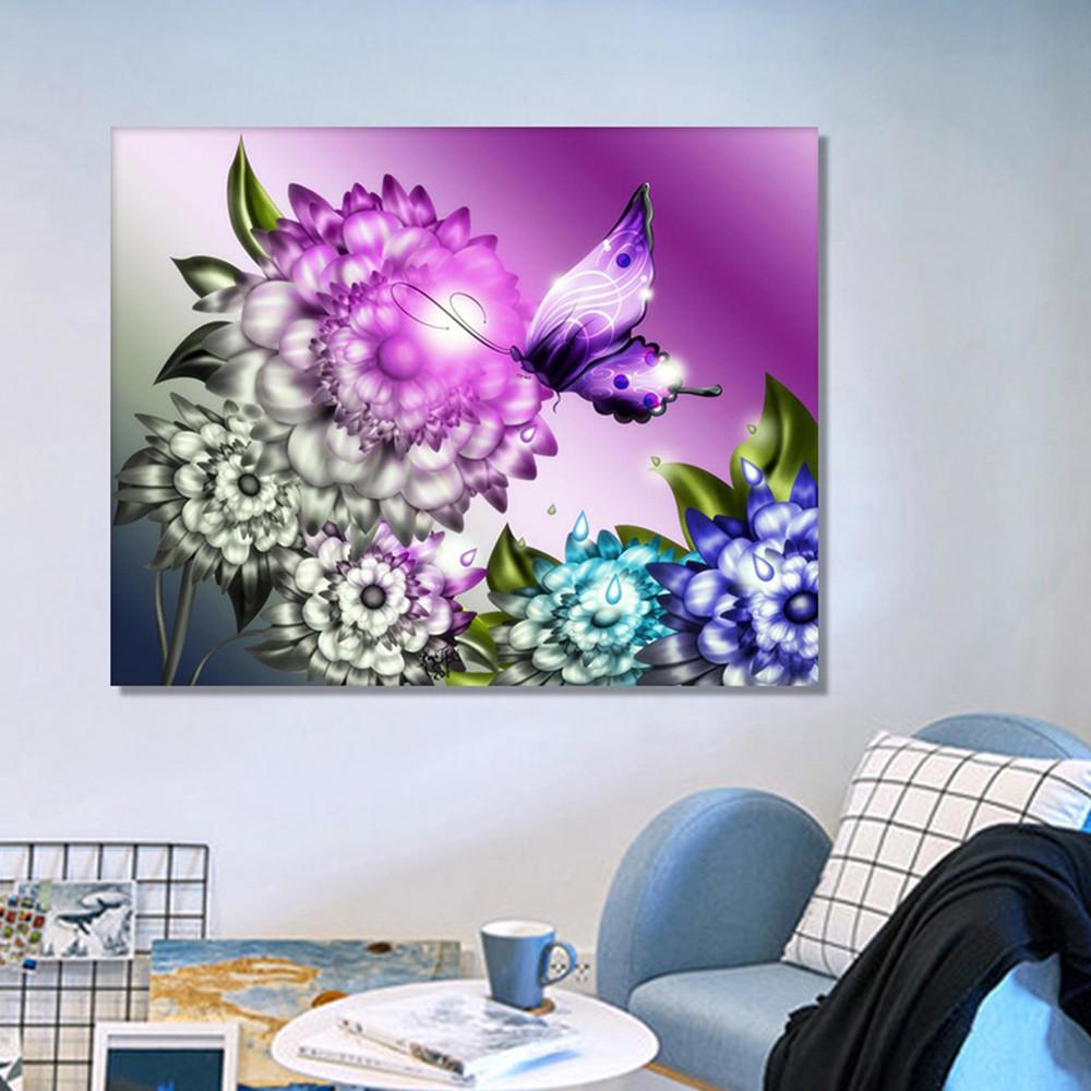 HUACAN DIY алмазная живопись цветок бабочка полная дрель мозаика алмазная живопись бабочка вышивка крестиком домашняя декоративная