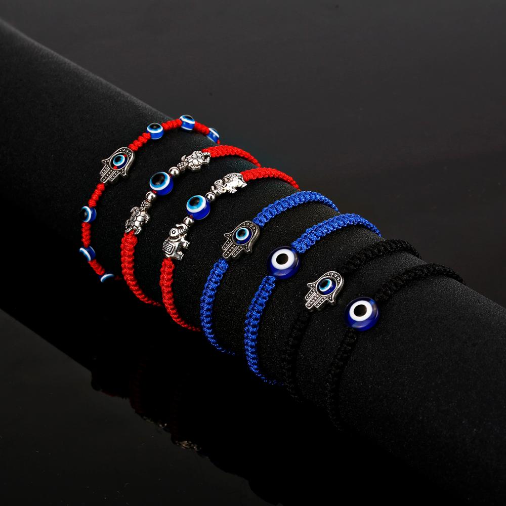 Lucky Blue Evil Eye Charms Bracelet Handmade Black Red String Thread Rope Couple Bracelet 2020 Lucky Jewelry For Women Men Gifts
