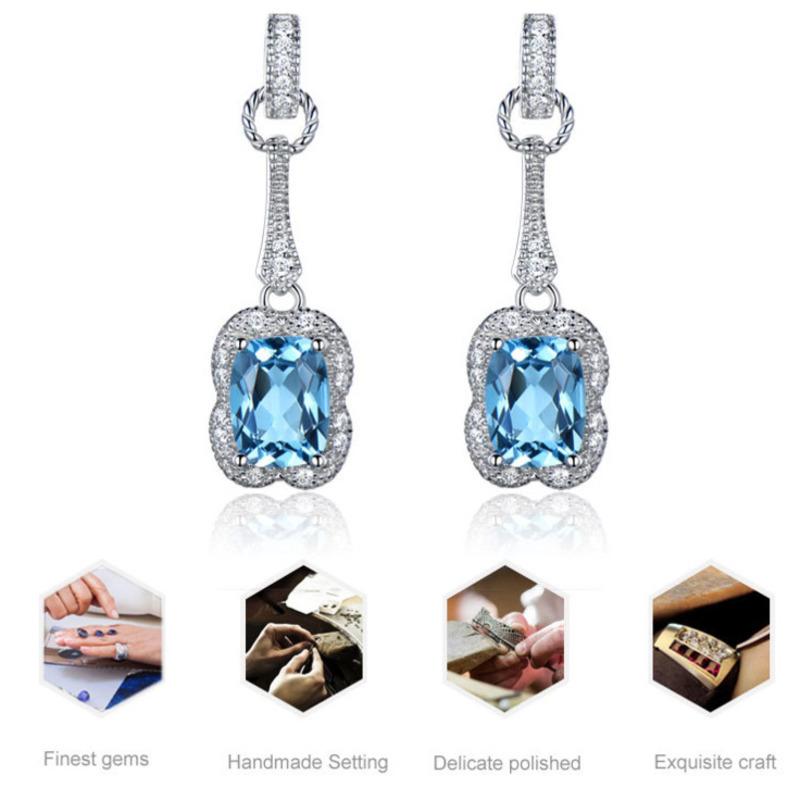 Gica Gema Ювелирные изделия из стерлингового серебра 925 пробы с синим цветком, персонализированные классические серьги-гвоздики для женщин, изысканные ювелирные изделия высокого качества, подарок на День святого Валентина