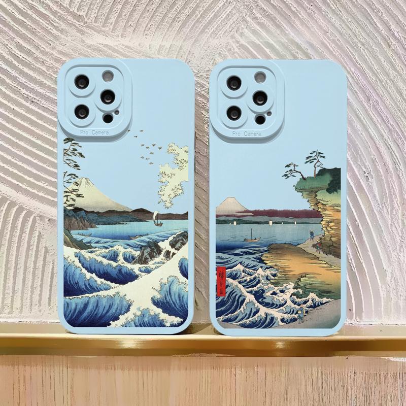 Чехол для телефона Ukiyoe Морская волна Брызги воды для iPhone 14 13 12 11 Pro Max 14 Plus X XS XR 7 8 Plus SE 2020 Мягкий силиконовый задний чехол