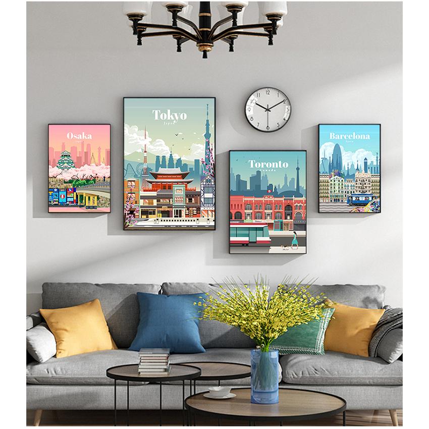 И принты, настенные панно для гостиной, домашний декор, Лондон, Нью-Йорк, Париж, Испания, карта города, настенная живопись на холсте, плакаты на скандинавскую тему
