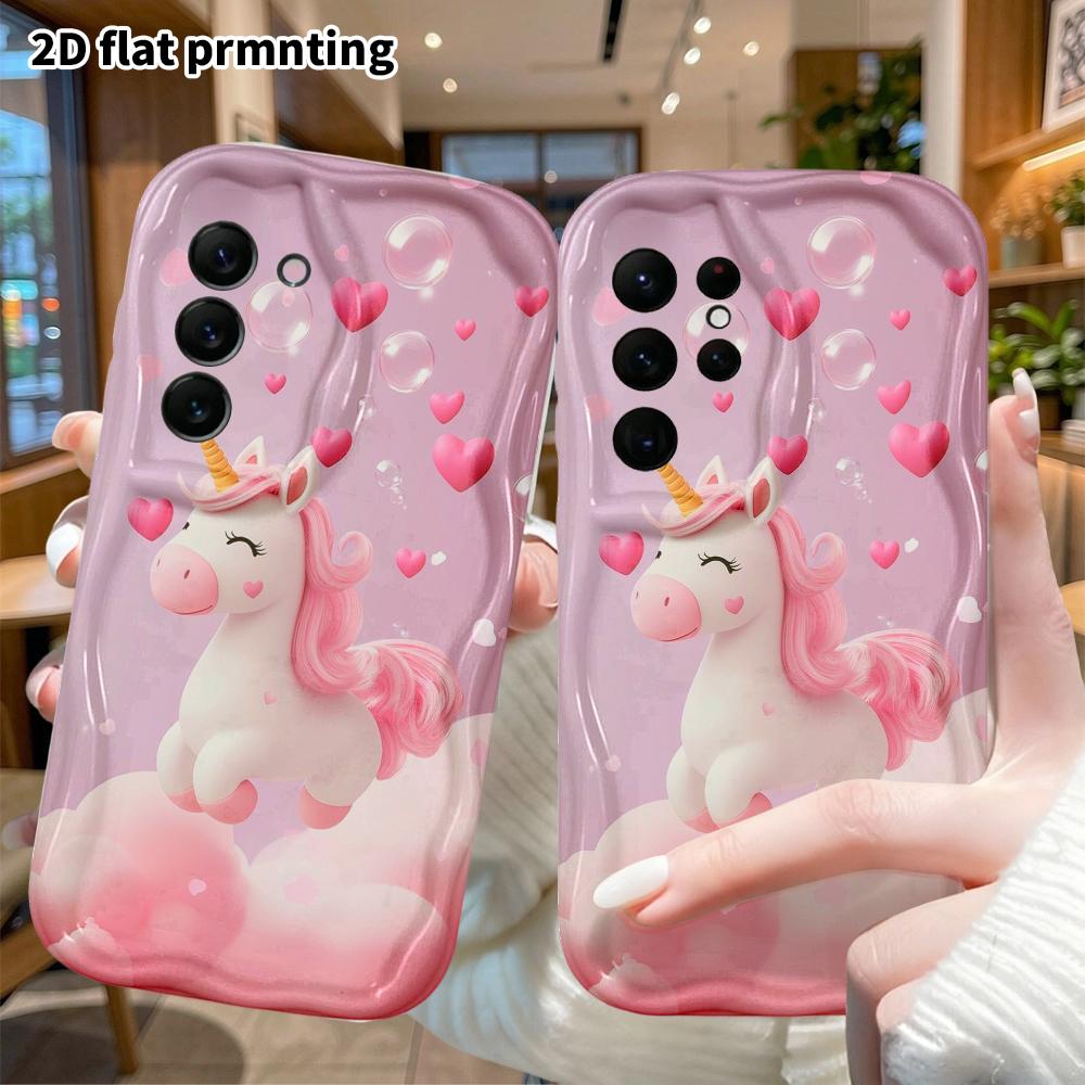 Phone case: 2D flat Samsung Galaxy A34 A35 M05 M06 S20 S22 S21 FE Plus 5G protective case, pink unicorn, perfect Christmas and Halloween holiday gift