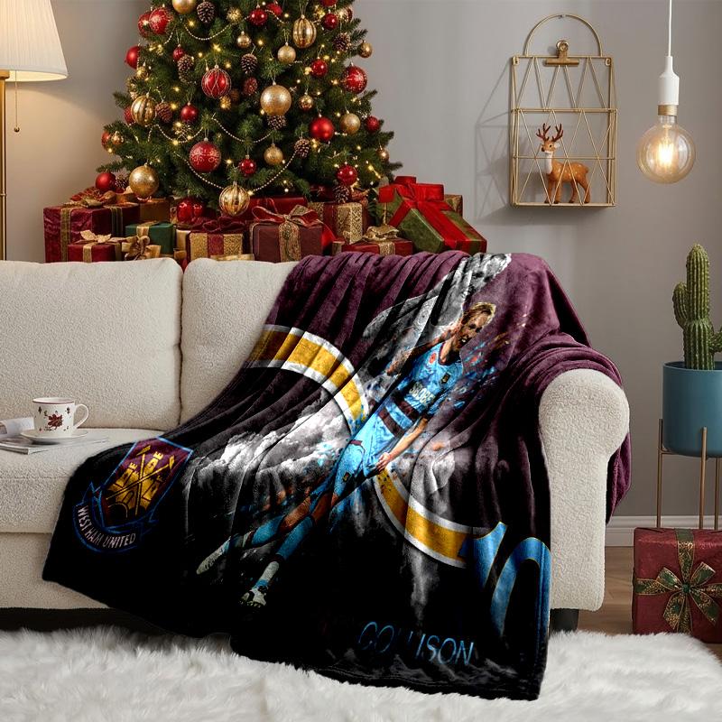 West FC United Crest Throws Blanket Flannel Blankets Plush for Couch Bed Gifts for Men Women Travel picnic blanket Christmas fan gifts