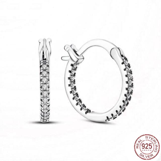 Серьги из стерлингового серебра 925 пробы, настоящее большое сердце, циркон, круглые серьги-кольца для женщин, модные серебряные серьги, ювелирные изделия, подарок