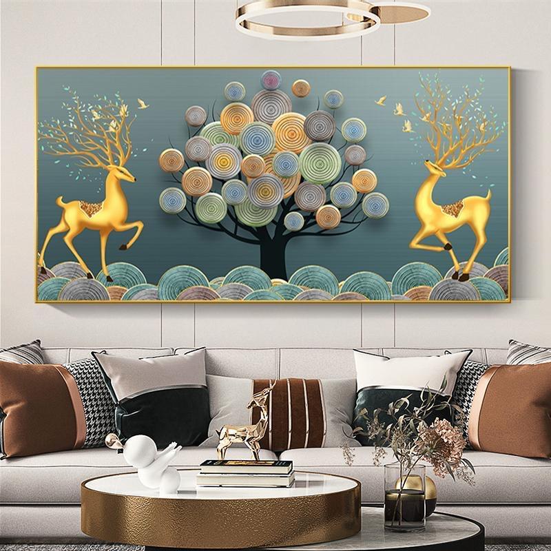 Новая Алмазная Картина «Олень» Полная Алмазная Гостиная Diy5d Плиточная Точечная Алмазная Вышивка Крестом Дерево Фортуны Nordic Light Роскошное Мозаичное Искусство