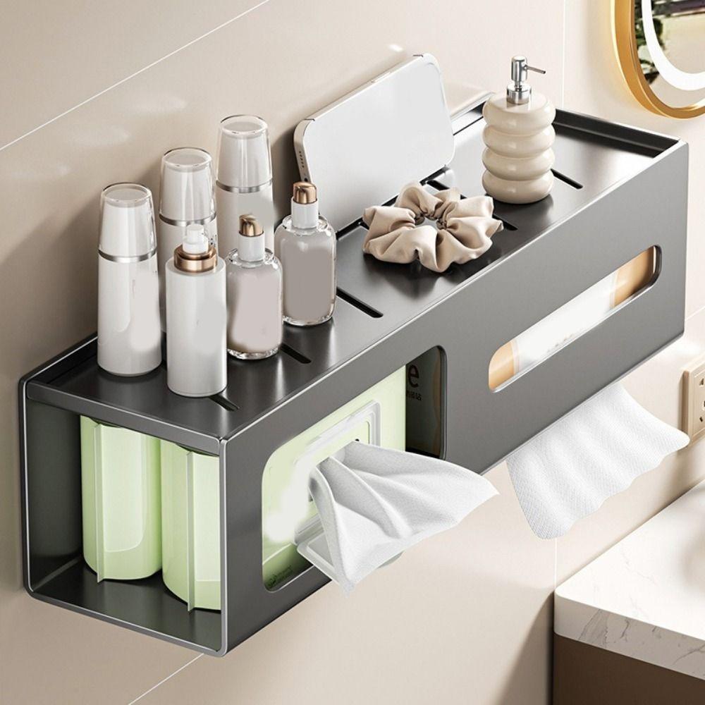 Wall Mounted Hair Dryer Holder Carbon Steel Tissue Rack Bathroom Tissue Holder Bathroom Use