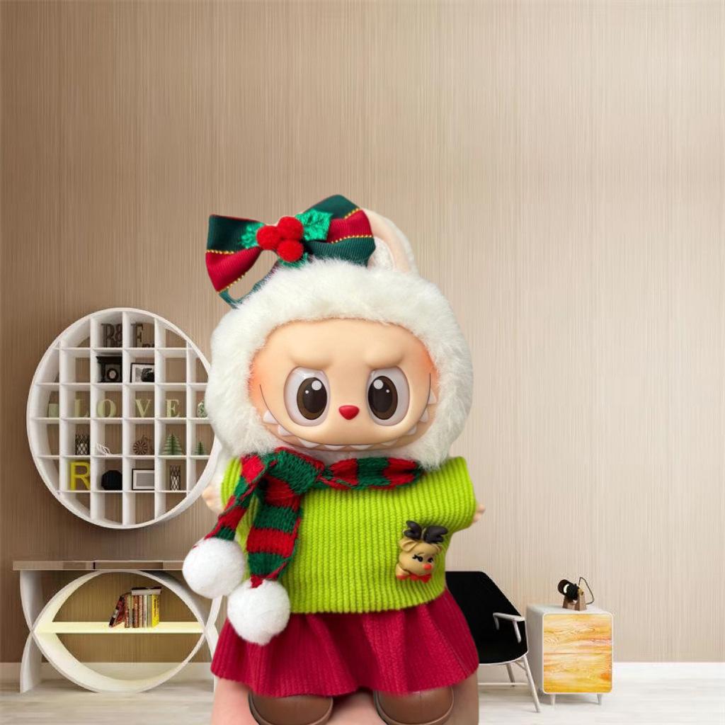 Горячий подходит для одежды labubu baby 17 см, холщовая одежда, кукла-сюрприз, набор для переодевания, рождественский и новогодний набор