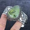 Мосс Пренит Драгоценный камень Ручная работа 925 Стерлинговое серебро Манжета Браслет Регулируемый Y7T19