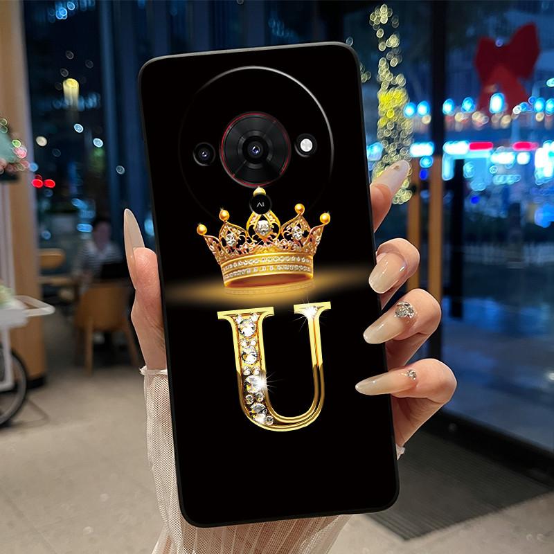 Элегантный простой чехол с короной и начальной буквой для ZTE Blade A76 5G, мягкий силиконовый, черный, противоударный корпус, чехол для ZTE Blade A76 5G