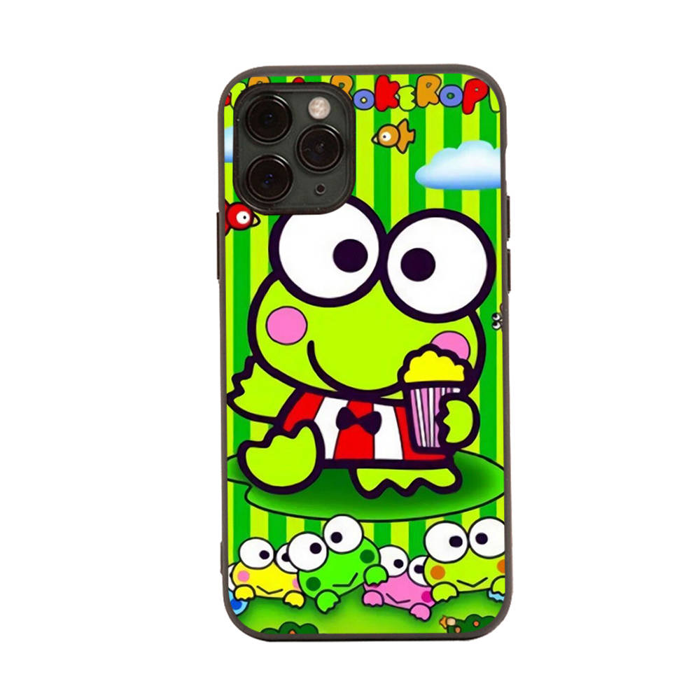 HK19 Lovely Keroppi Black Sofe Case for iPhone 16 15 Plus 14 13 Pro 8 SE XR XS Max P30 Nova 5T Y5P Y6 Y7 Y8P Y9 Realme C30 C33 C31 VIVO Y36 V27
