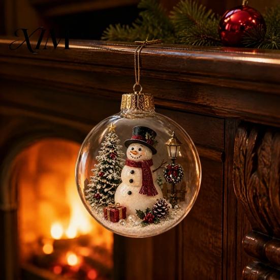 Christmas Gifts for Family Story Ornament, Acrylic Hanging Angel Santa Claus Holiday Home Decorations Candy House Designs, Ball Shape Festive