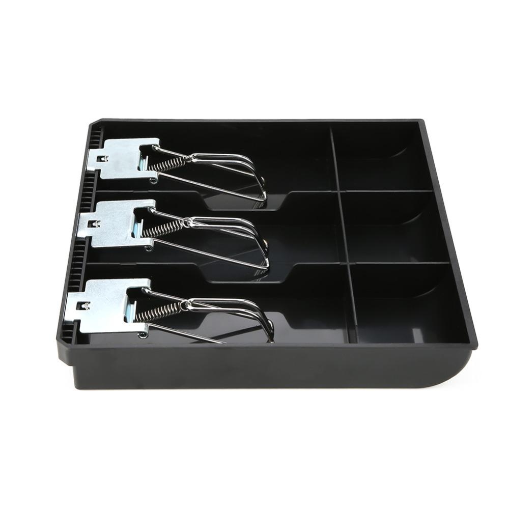 Black ABS Plastic Cash Drawer Insert Tray Three Compartments Money Tray Cashier