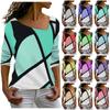 Women's Fashion Casual Sloping Collar Hoodie Irregular Striped Long Sleeve T-shirt Top